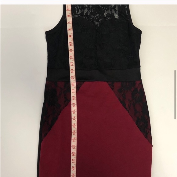 Medium black lace and darker red dress - Picture 8 of 8
